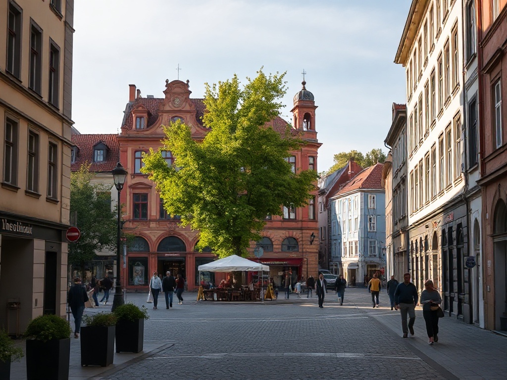 Panorama miasta Siedlce z widocznymi elementami miejskimi i sportowymi, ilustrująca problemy z czynszem i sukcesy sportowe.